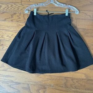 Maeve Black Textured Pleated Skater Skirt Sz 0 Minimalist Chic